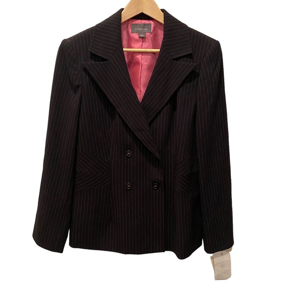 Liz Claiborne Suits Black Pink Pinstripe Blazer Suit Jacket - Picture 5 of 11